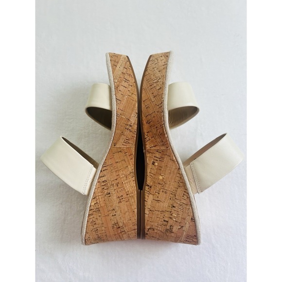 Sam Edelman Alissa Wedge Open Toe Sandals Slip On Retro Modern Beige 9.5M $120 - Picture 6 of 11
